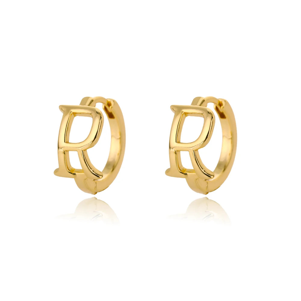 Initial Gold Hoop Earring