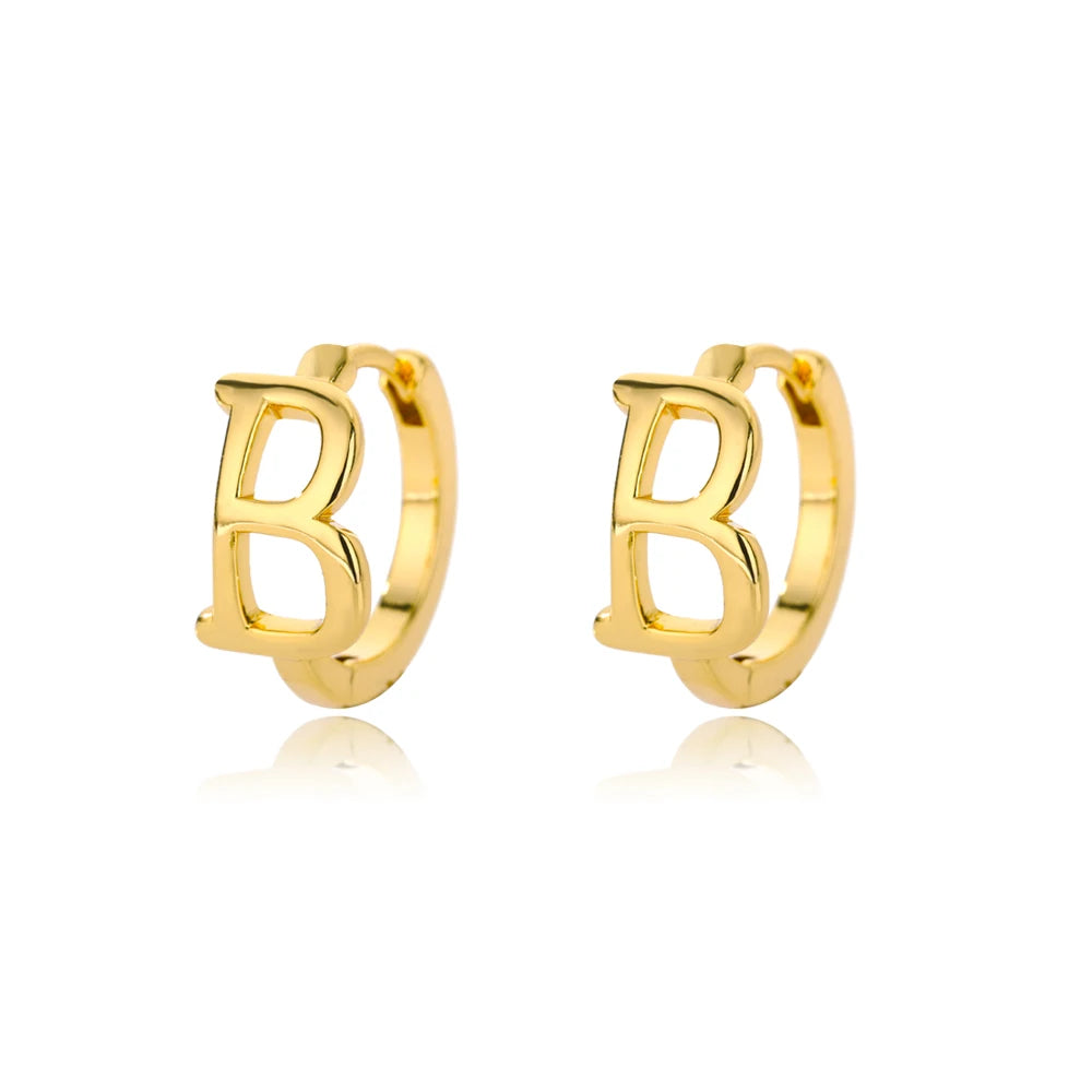 Initial Gold Hoop Earring