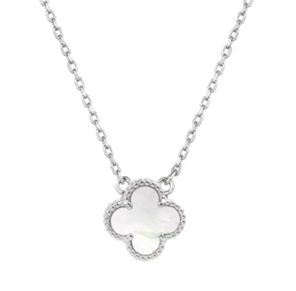 Silver Purple Clover Necklace