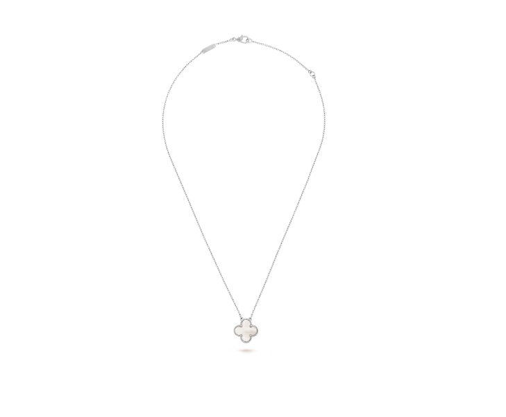 Silver Purple Clover Necklace