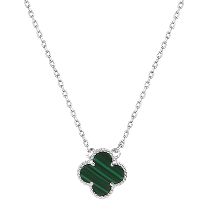 Silver Purple Clover Necklace