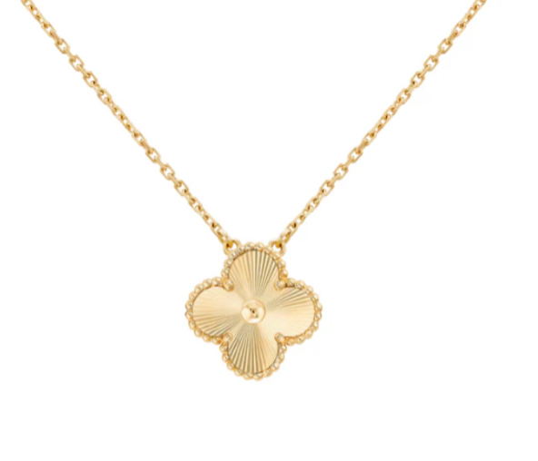 18k Gold Clover Red Necklace