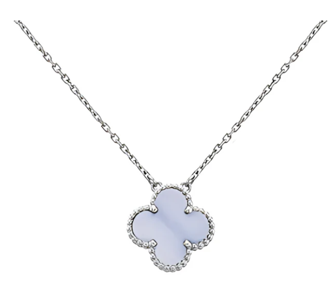 Silver Purple Clover Necklace