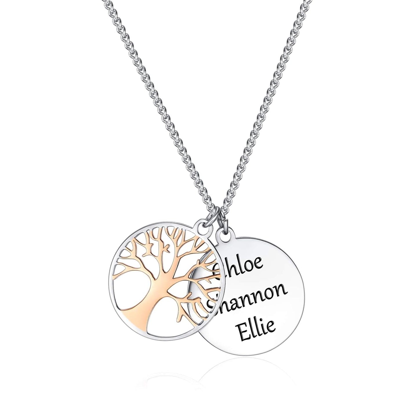 Personalised Name Family Tree Disc Necklace For Mum