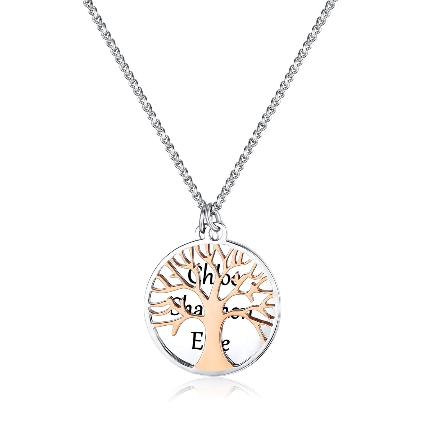 Personalised Name Family Tree Disc Necklace For Mum