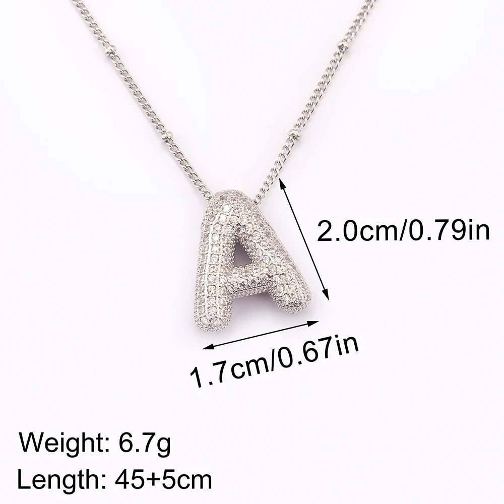 Diamond Flash Iced Initial Bubble Necklace