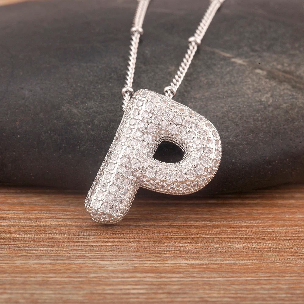 Diamond Flash Iced Initial Bubble Necklace