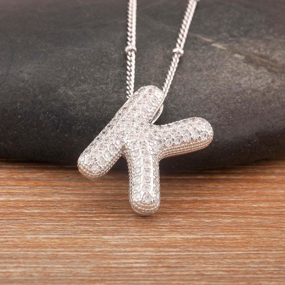 Diamond Flash Iced Initial Bubble Necklace