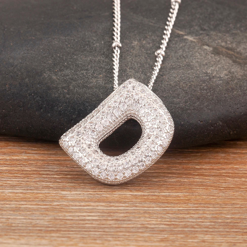 Diamond Flash Iced Initial Bubble Necklace