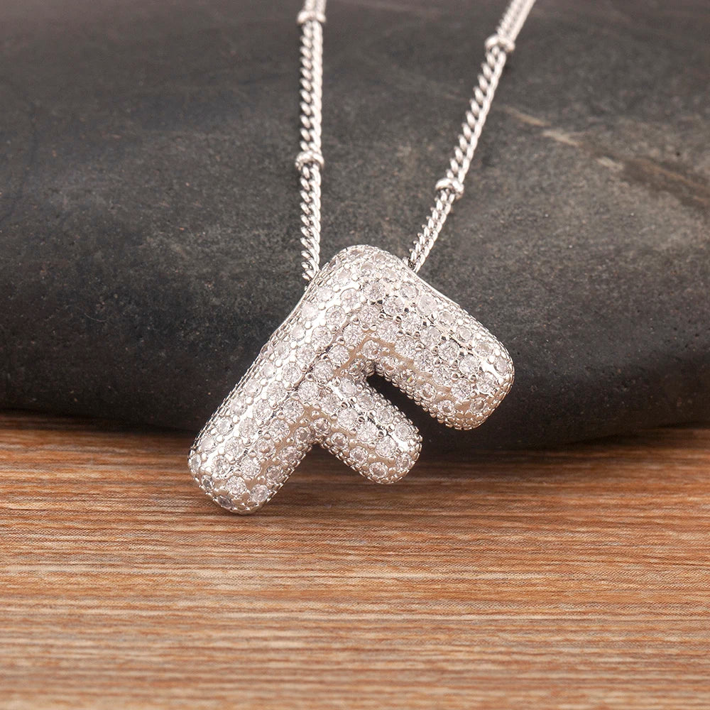 Diamond Flash Iced Initial Bubble Necklace