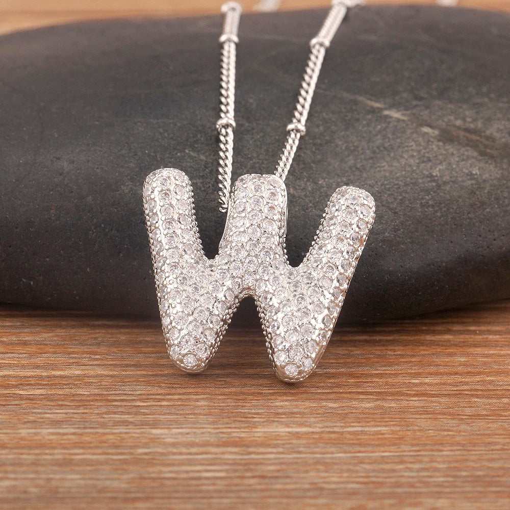 Diamond Flash Iced Initial Bubble Necklace