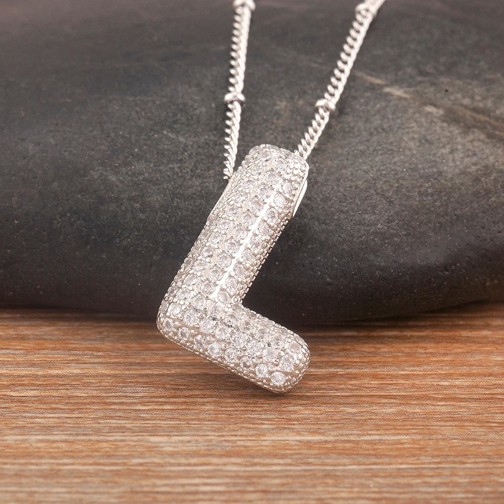 Diamond Flash Iced Initial Bubble Necklace