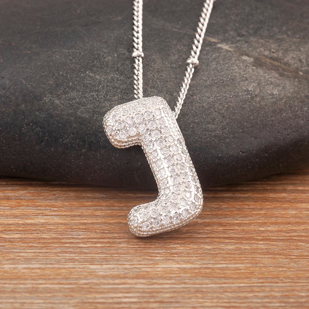 Diamond Flash Iced Initial Bubble Necklace