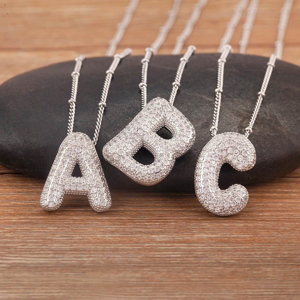 Diamond Flash Iced Initial Bubble Necklace