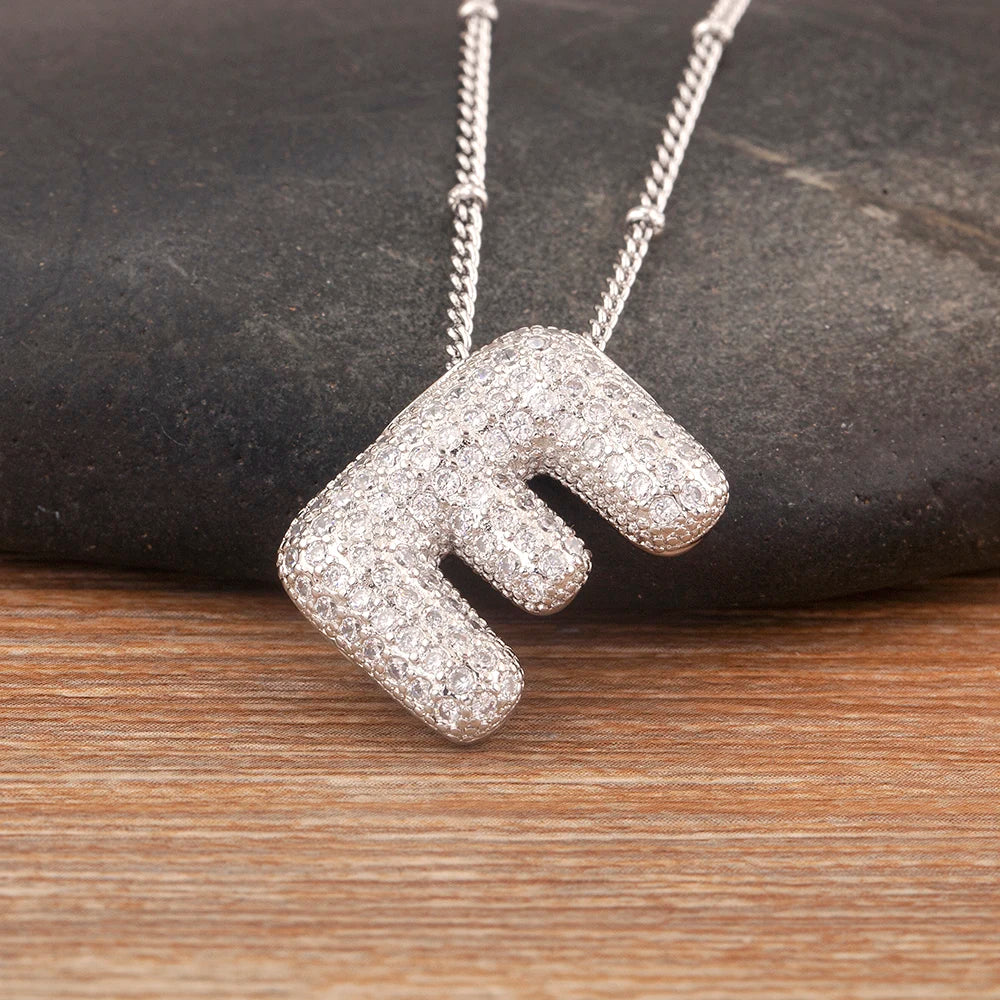 Diamond Flash Iced Initial Bubble Necklace