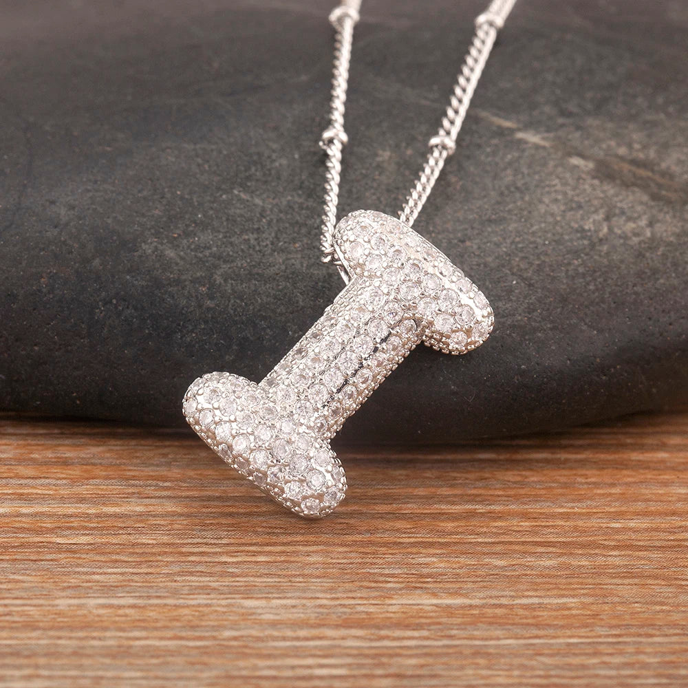 Diamond Flash Iced Initial Bubble Necklace