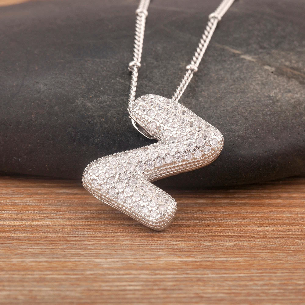 Diamond Flash Iced Initial Bubble Necklace