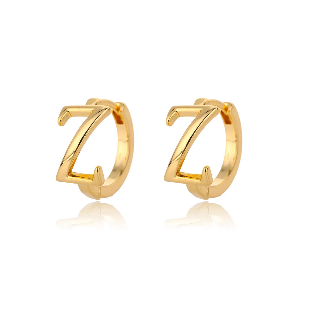 Initial Gold Hoop Earring