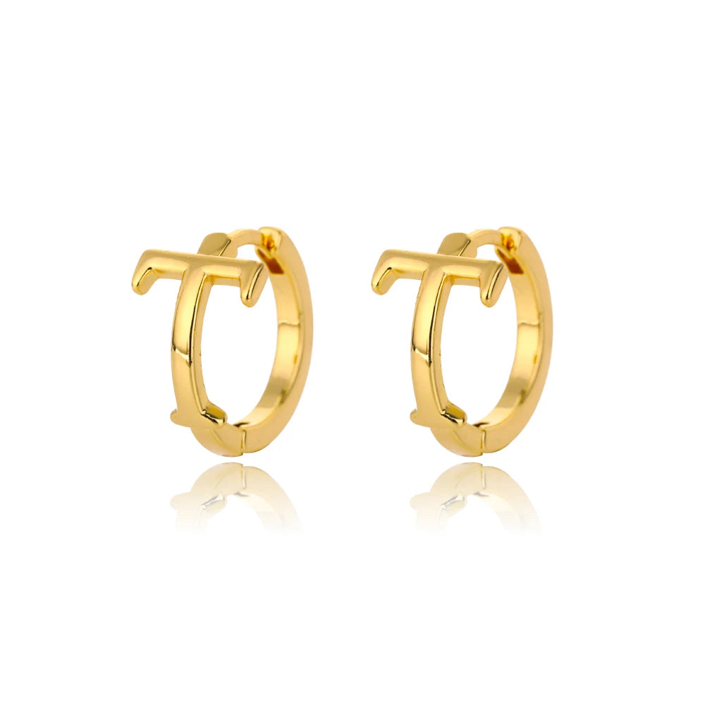 Initial Gold Hoop Earring