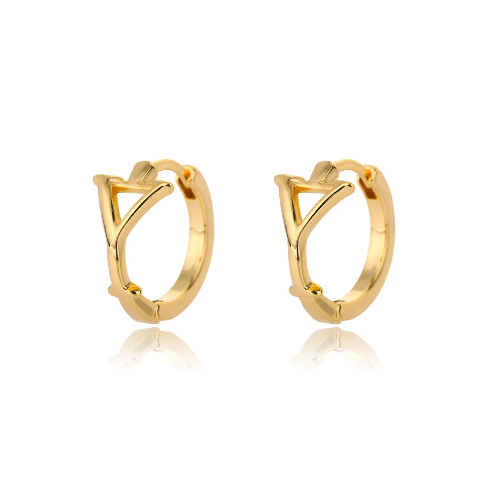Initial Gold Hoop Earring