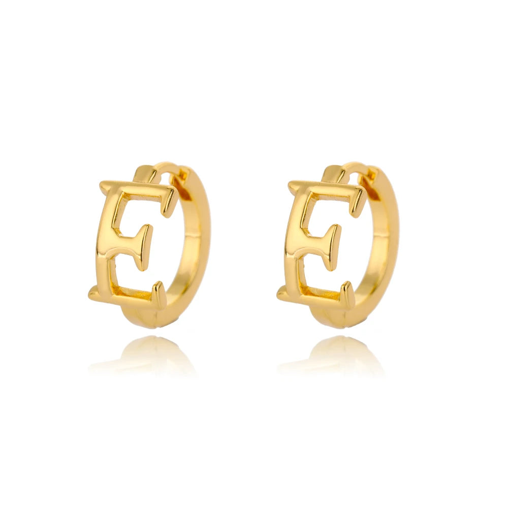 Initial Gold Hoop Earring