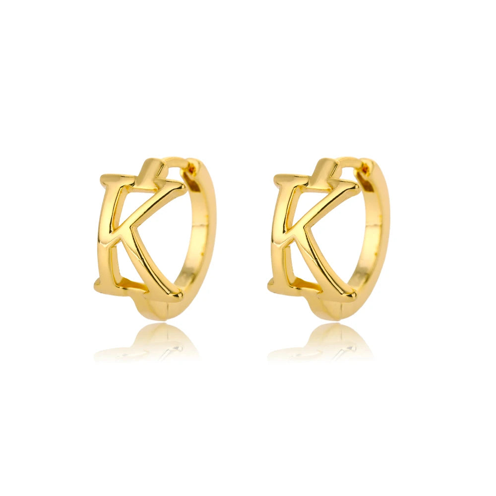 Initial Gold Hoop Earring