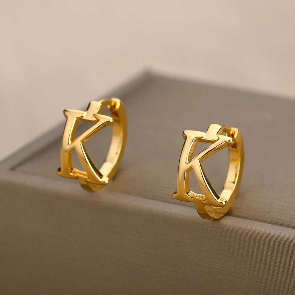 Initial Gold Hoop Earring