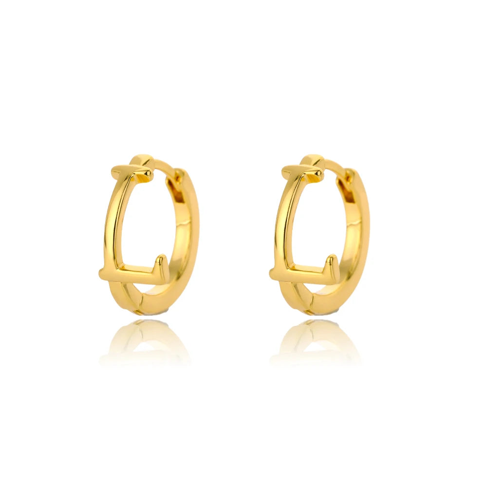 Initial Gold Hoop Earring