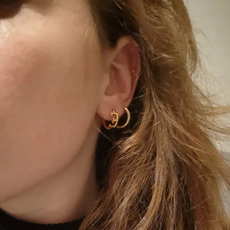 Initial Gold Hoop Earring