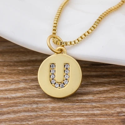 Gold Initial Cubic Zirconia Necklace