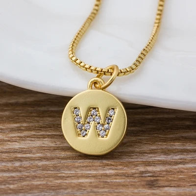 Gold Initial Cubic Zirconia Necklace