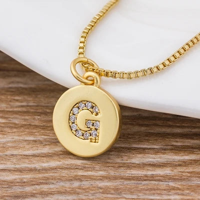 Gold Initial Cubic Zirconia Necklace