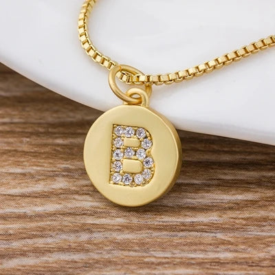 Gold Initial Cubic Zirconia Necklace