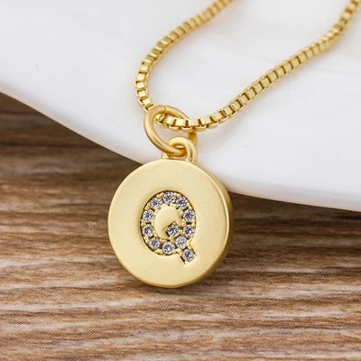 Gold Initial Cubic Zirconia Necklace