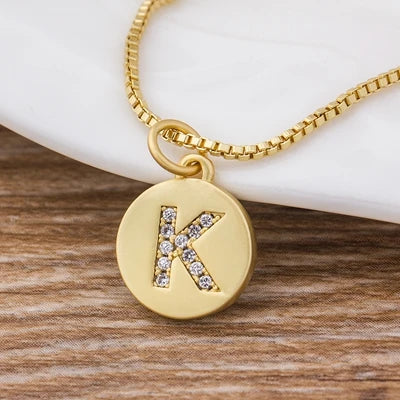 Gold Initial Cubic Zirconia Necklace