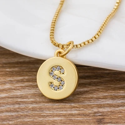 Gold Initial Cubic Zirconia Necklace