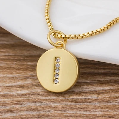 Gold Initial Cubic Zirconia Necklace