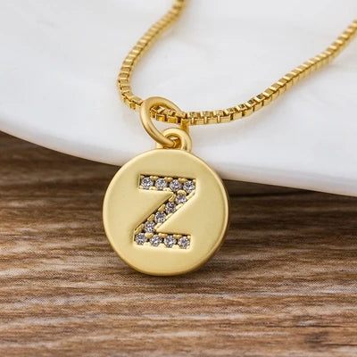 Gold Initial Cubic Zirconia Necklace