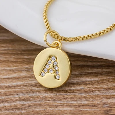 Gold Initial Cubic Zirconia Necklace