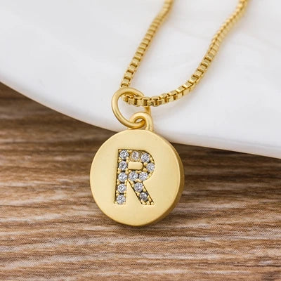 Gold Initial Cubic Zirconia Necklace