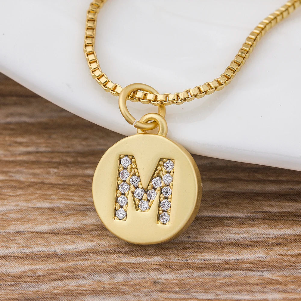 Gold Initial Cubic Zirconia Necklace