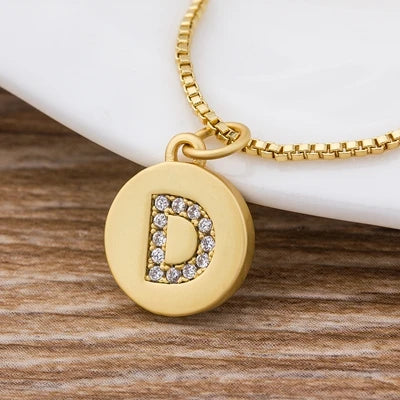 Gold Initial Cubic Zirconia Necklace