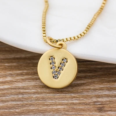 Gold Initial Cubic Zirconia Necklace