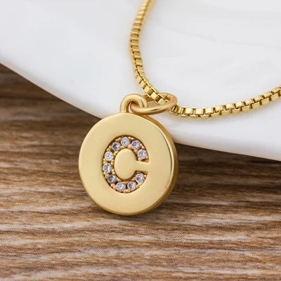 Gold Initial Cubic Zirconia Necklace