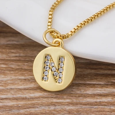 Gold Initial Cubic Zirconia Necklace