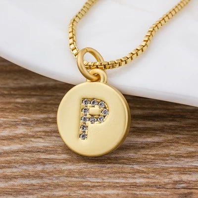 Gold Initial Cubic Zirconia Necklace