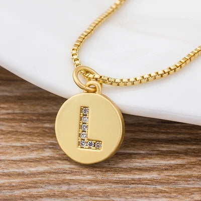 Gold Initial Cubic Zirconia Necklace