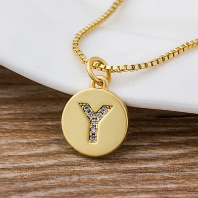 Gold Initial Cubic Zirconia Necklace