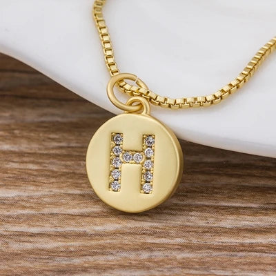 Gold Initial Cubic Zirconia Necklace