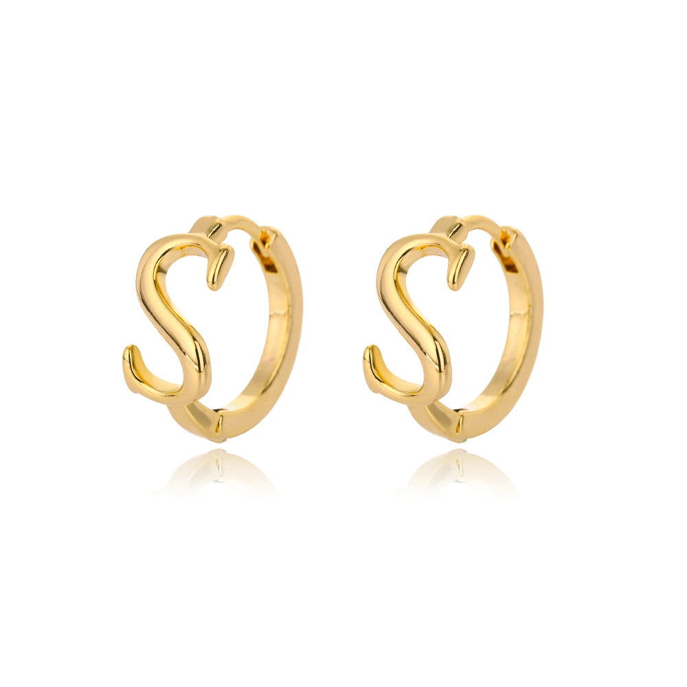 Initial Gold Hoop Earring